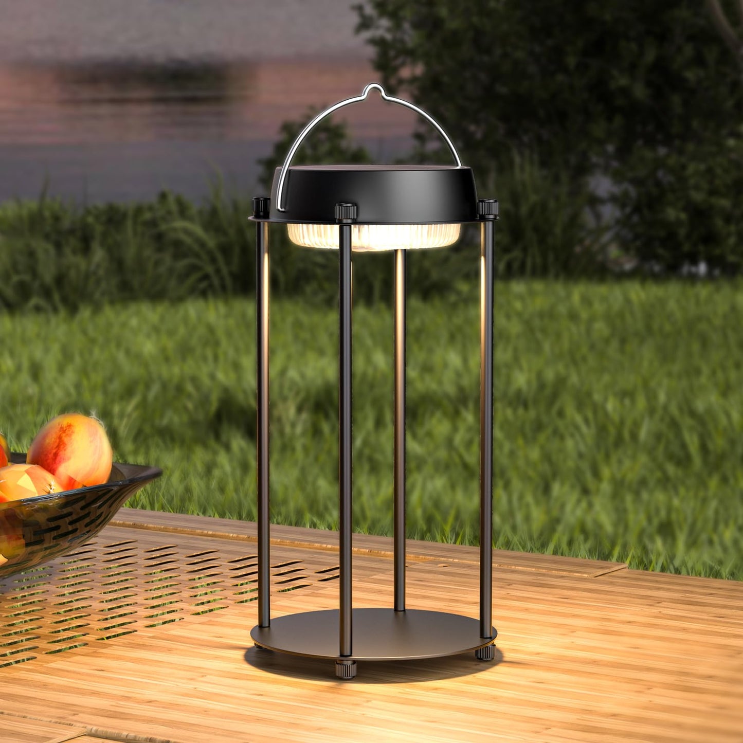 Bsgifts Solar Lantern, LED Hanging Light, 3 Color Modes, Waterproof, Black, Model CL-TD07A
