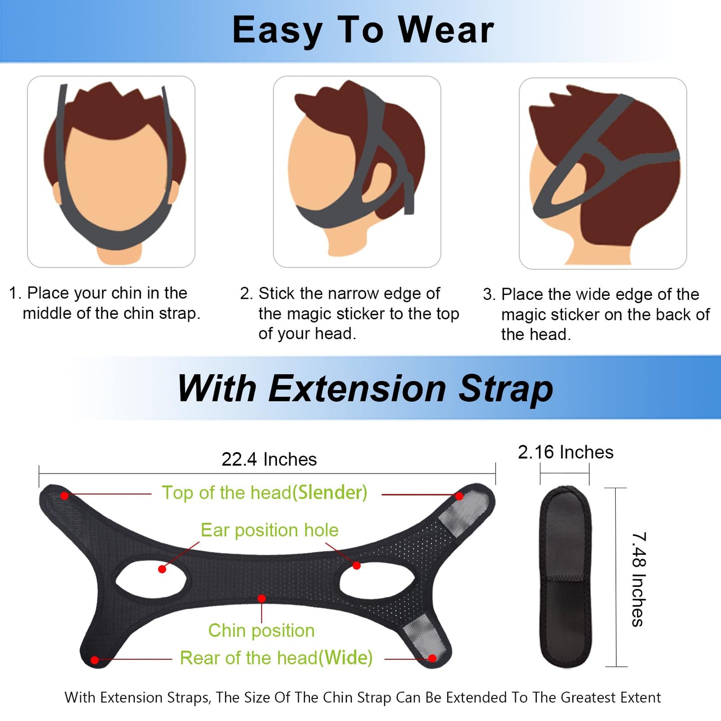 Forzacx Chin Strap for Cpap Users Anti Snoring Devices 2 Pack - Breathable Cpap Chin Strap Snoring Solution, Effectively Reduce Snoring, Non-Stick Hair, Don't Fade - Black&Grey