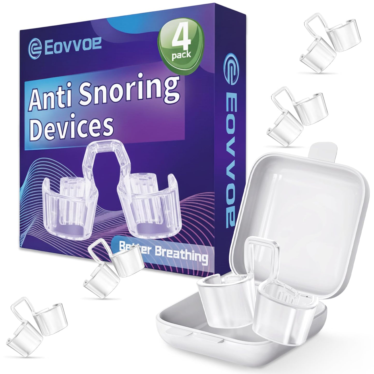 Anti Snoring Devices, Nose Vents Opener for Men and Women, 3-Gear Adjustable Fit, Individually Packaged & Portable, Helps Improve Airflow – 4 Pack