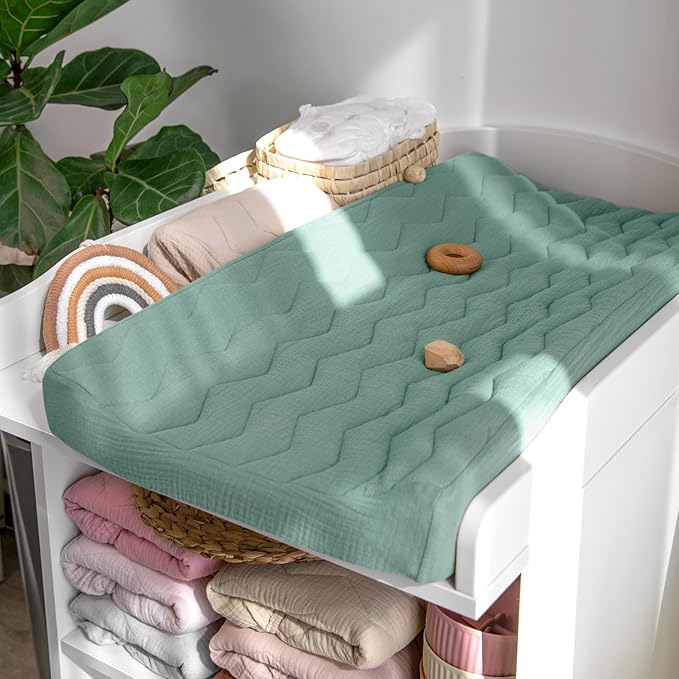 lulumoon Muslin Changing Pad Cover: Baby Cotton Quilted Changing Table Cover - Soft Changing Pad Sheets for Boys Girls