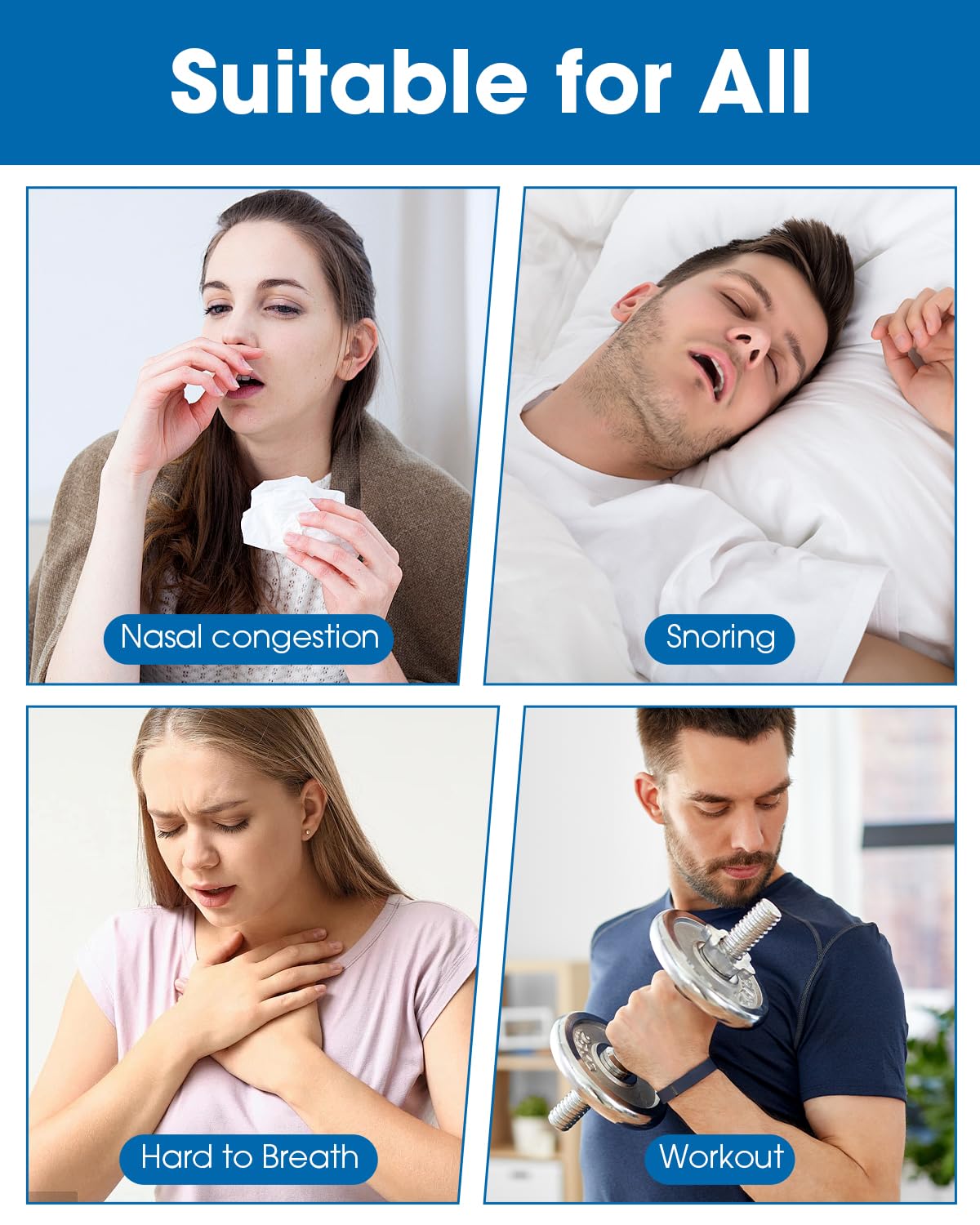 MQ 50ct Nasal Strips for Snoring Black Nose Strips for Breathing Extra Strength Snore Strips to Open Nasal Passages, Relieve Nasal Congestion