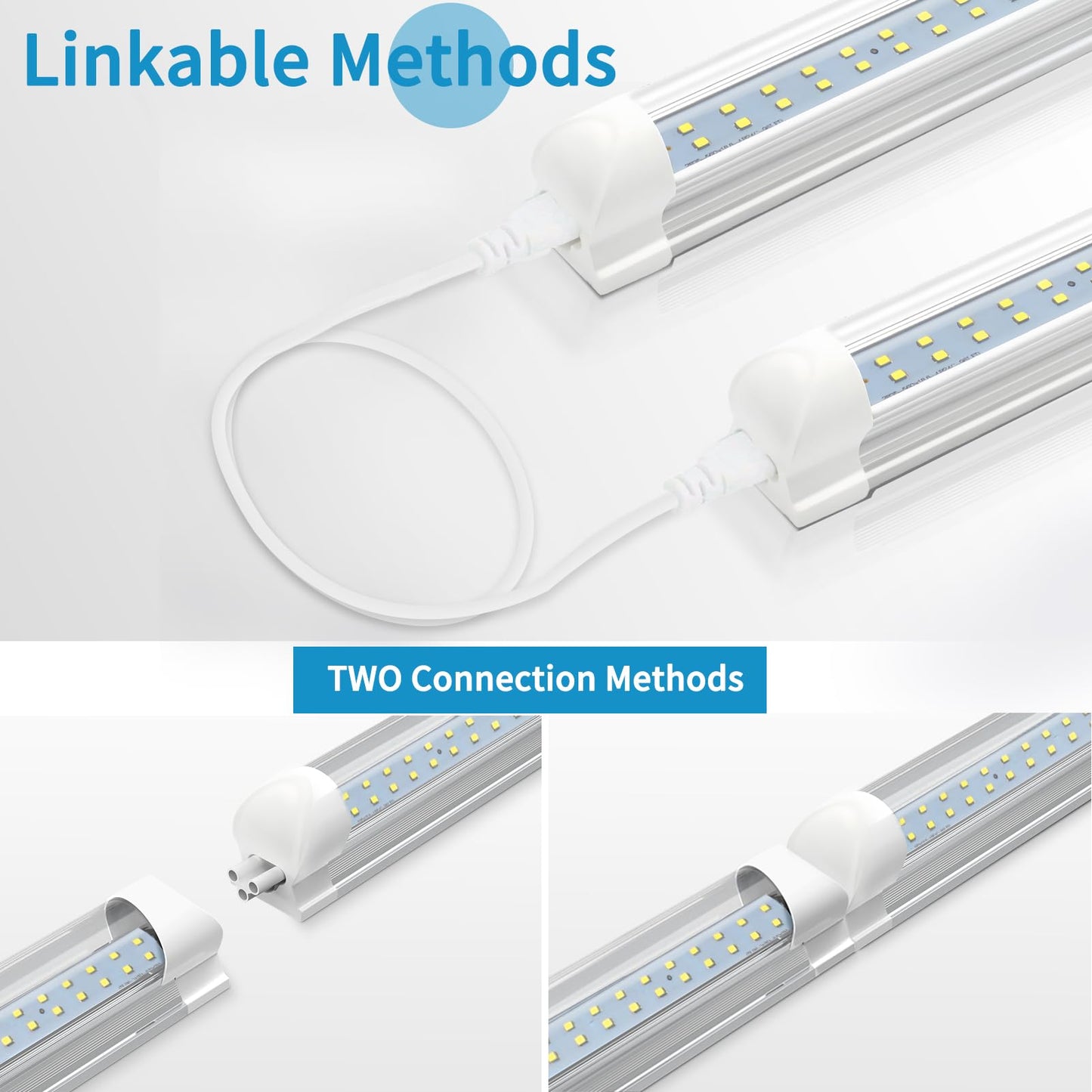 SHOPLED 8FT LED Shop Light, 95W 12350LM, 5000K Daylight, V Shape, 10 Pack