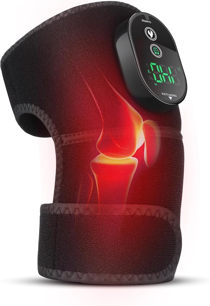 Cordless Heated Knee Brace for Pain Relief, Rechargeable Heating Knee Brace Shoulder Brace Support with 6 Heating Levels &...