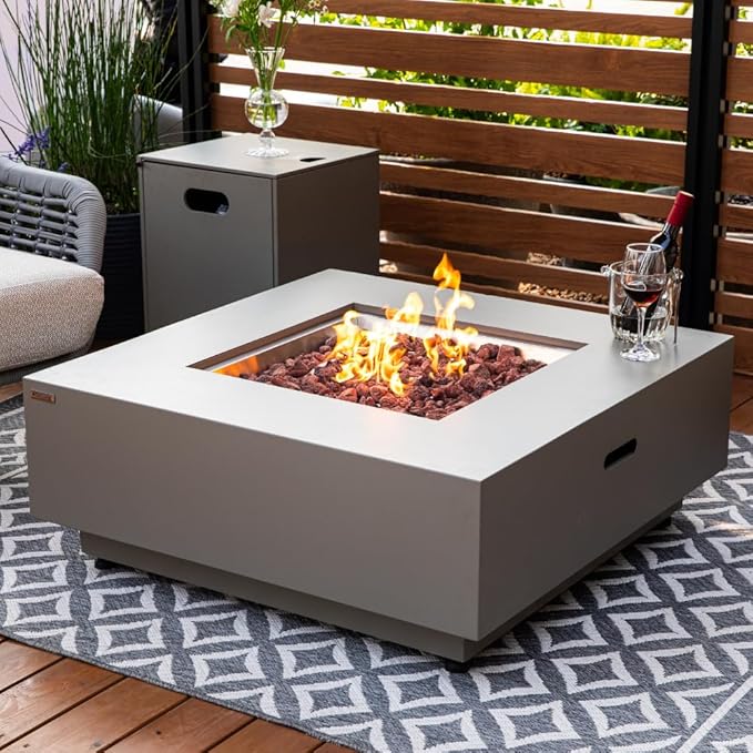 Ashton 36” Propane Fire Pit Smokeless Firepit Outdoor Gas Fire Pit for Outside Patio Firepit Table Includes Rain Cover Converter Kit Lava Rocks Lid CSA Certified