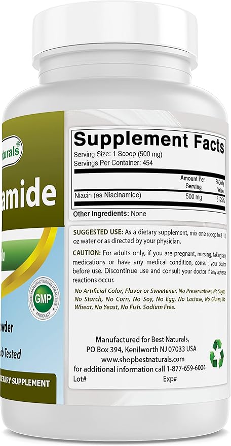 Best Naturals Niacinamide (Vitamin B3) Pure Powder 8 OZ