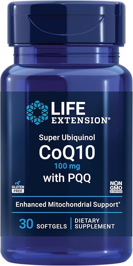 Life Extension Super Ubiquinol CoQ10, PQQ, Shilajit, Vitamin K1, Vitamin K2 MK-7 and MK-4, Vitamin C, Cellular Energy, Heart, Bone, and Arterial Health Bundle, 30 + 90 Softgels