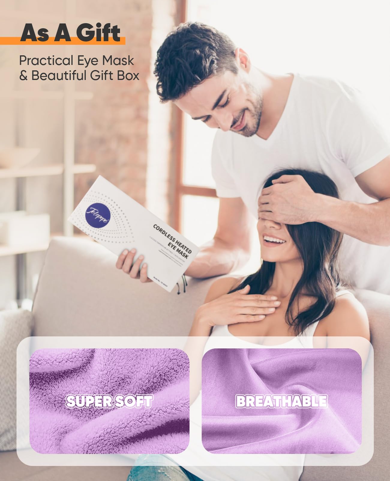 Heated Eye Mask for Dry Eyes, Cordless Warm Eye Compress, Blepharitis, Styes, 1000mAh, Washable Cover, Gifts for Family and Friends, Travel (Purple)