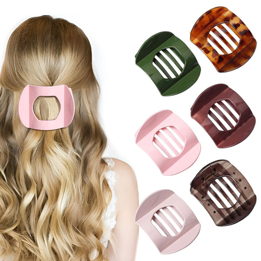 6Pcs Flat Hair Clips for Women,Volume Flat Top Round Green Clip for Thick or Thin Hair,Picura Large Hair Claw Clips Strong Hold