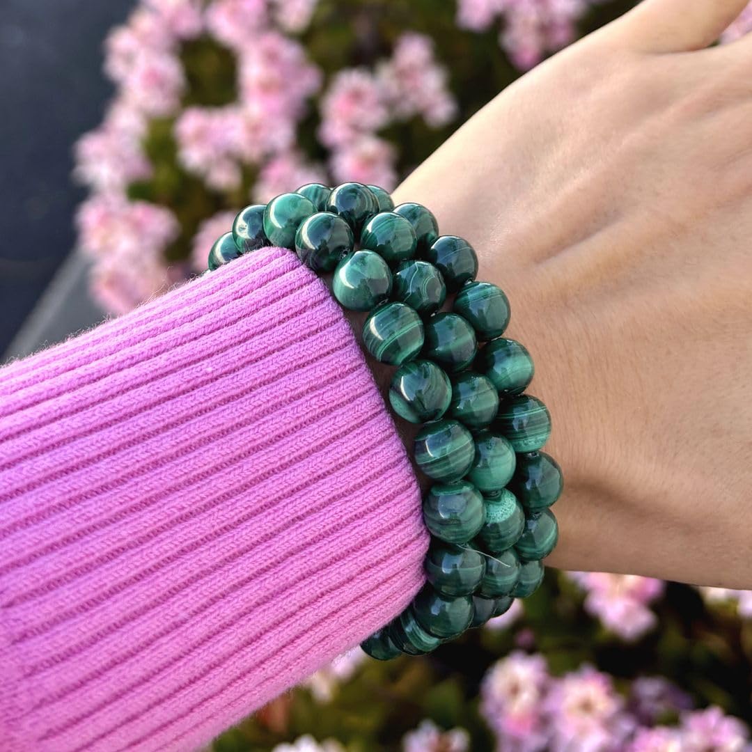 Adabele Real Natural Green Malachite Bracelet Gemstone Beaded Bracelet 7.5 inch Stretch Chakra Healing Crystal Stone Jewelry Wom