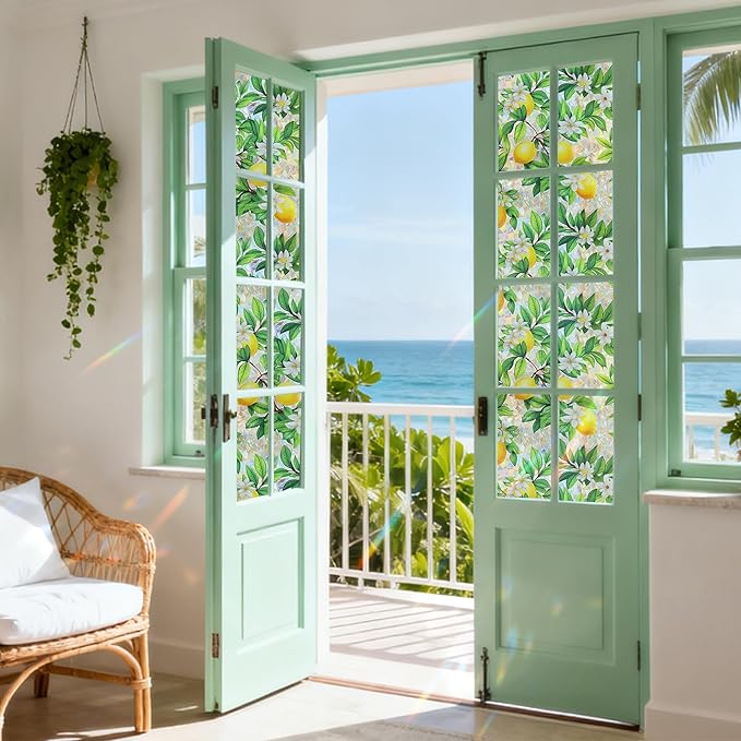 Window Privacy Film Home Room Bathroom Spring Decor Car Decorations One Way Privacy Window Clings Decals Tint Door Cover Rainbow Renter Friendly Stickers Static Cling Stained Glass Windows