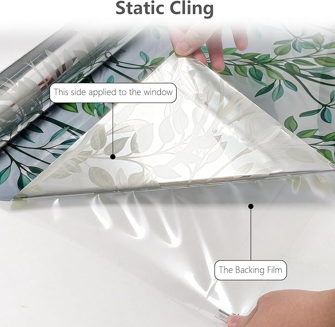 NINETREX One Way Window Privacy Film, Daytime Privacy Static Cling Sun Blocking Anti UV Reflective Window Tint for Home and Office 23.6 x 157.4 inches, Silver Leaf