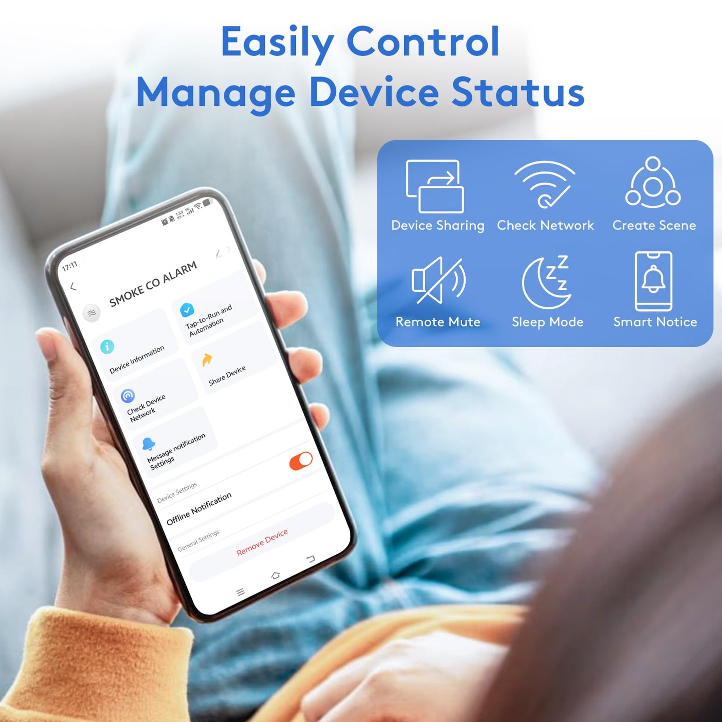 3-Pack Wi-Fi Smoke Detector Carbon Monoxide Detector Combo with App Notifications, Test/Silence Button, Smart Smoke Detector & CO Alarm for Any Home, Real-Time Alert