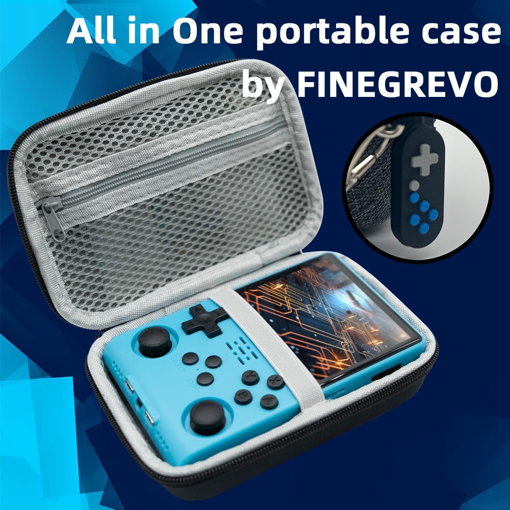 R40S Pro Handheld Game Console 3.5-in 640*480 IPS OCA Screen ArkOS 2.0 RK3326 r40spro with Portable Case Blue-64GBVer.