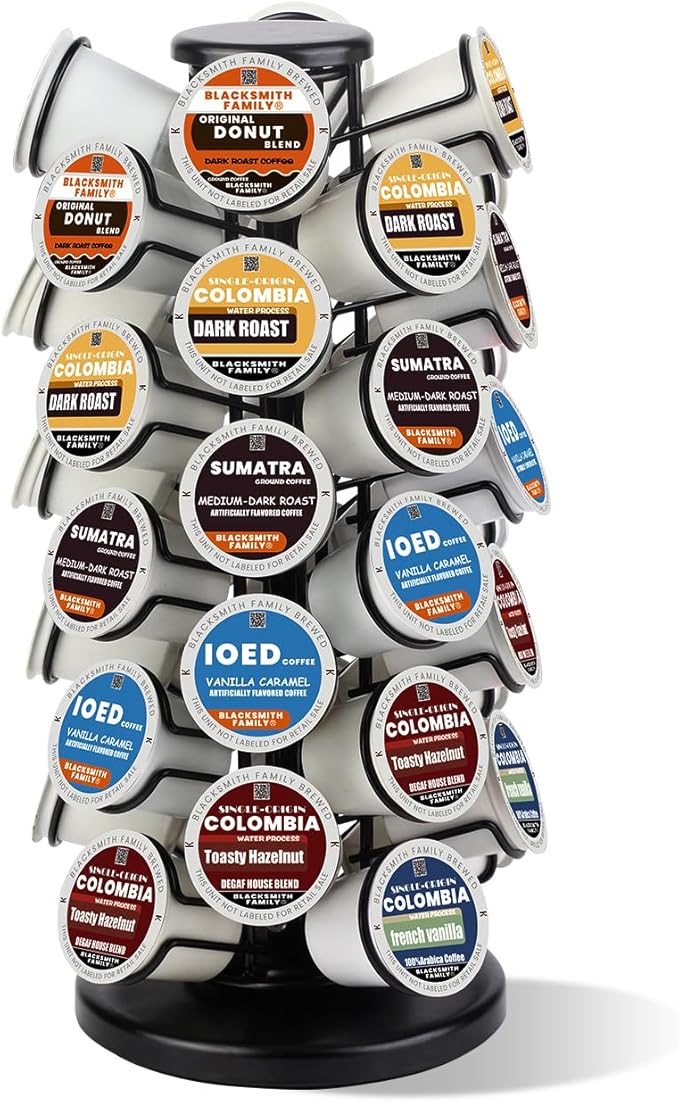 K Cup Holders k Cup Holder K Cups Holder,K Cup Carousel, Coffee Pods Storage Organizer Stand,Comes All in One Piece,No Assembly Required,1 Count(Capacity of 40 Pods, Black)