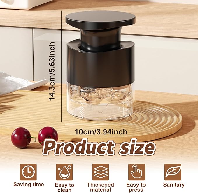 Cherry Pitter - Quick Release Multi Cherries Stoner Pitter 7-in-1, Push Button Cherr'y Core Pit'ter Tool Multiple with Splatter Protector, Pit Seed Remover for Making Jam Cherry Dishes (Balck-7 Holes)