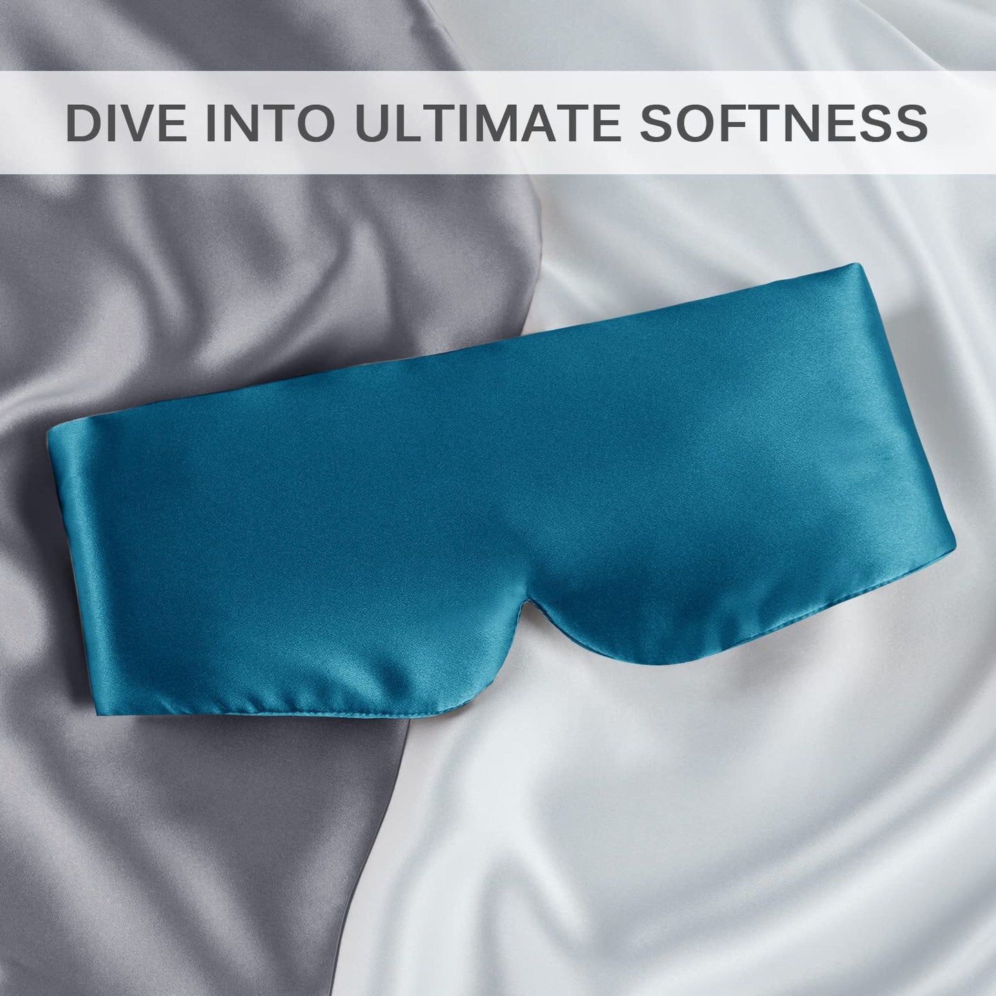 Zenssia 100% Mulberry Silk Sleep Mask Eye Mask for Man and Woman with Adjustable Headband, Full Size Large Sleep Mask & Blindfold for Total Blackout for All Night Sleep, Travel & Nap- Peacock Blue