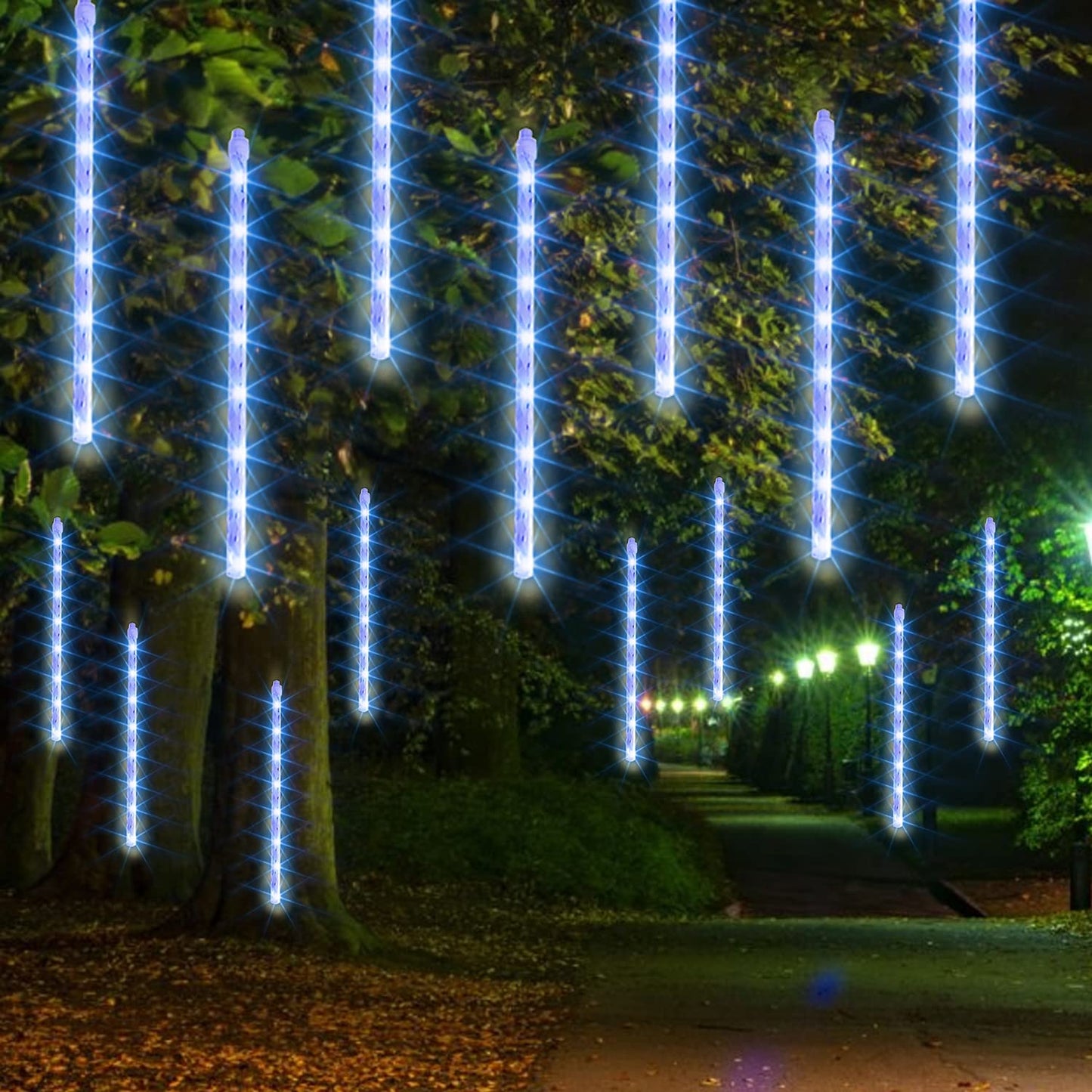 Dazzle Bright Meteor Shower Christmas Lights, 864 Led, Waterproof Blue, 11.8 Inch Tubes, Model Hb-300Coi For Trees & Yards