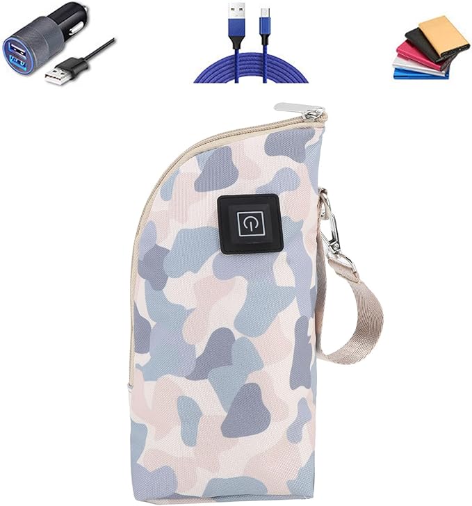 Portable Travel Baby Bottle Warmer, USB Milk Warmer Bag with 3 Temperature Settings, Constant Temperature Heat Keeper, Fits Most Bottles, for Home, Car, Hiking, Shopping