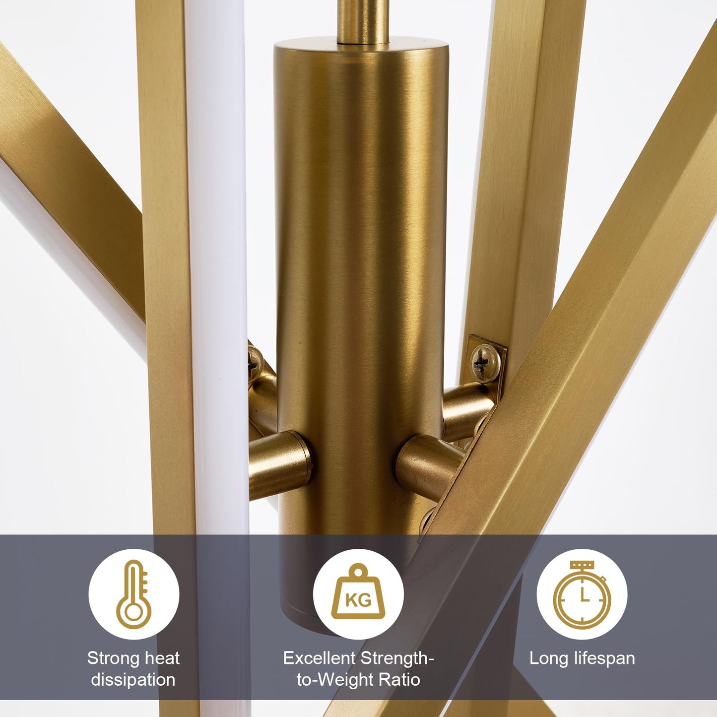 Airyphant Gold Modern Led Chandelier  Dimmable 4 Lights Ceiling Pendant Lighting For Dining Room Living Room Kitchen Island Bedroom Foyer 3000K/4000K/5000K 3Cct Selective  27.76In