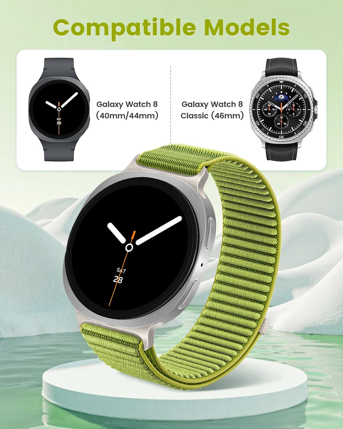 Nylon Loop Sport Band Compatible With Samsung Galaxy Watch 8 40Mm/44Mm, 2025 Soft Adjustable Replacement Strap For Galaxy Watch