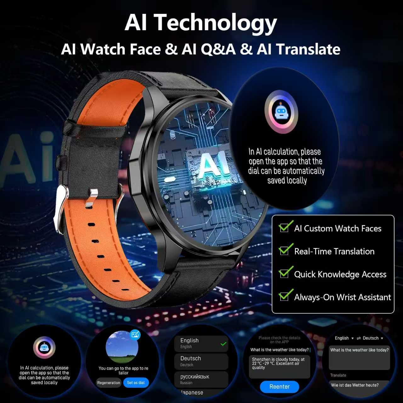 Smart Watch for Men Built-in GPS, 1.46" AI Smartwatch with Health Monitor for Android Phones/iPhone, 100+ Sport Modes Fitness Tracker with Compass/Altitude/Barometer,Bluetooth Call/Text Reply(2 Bands)