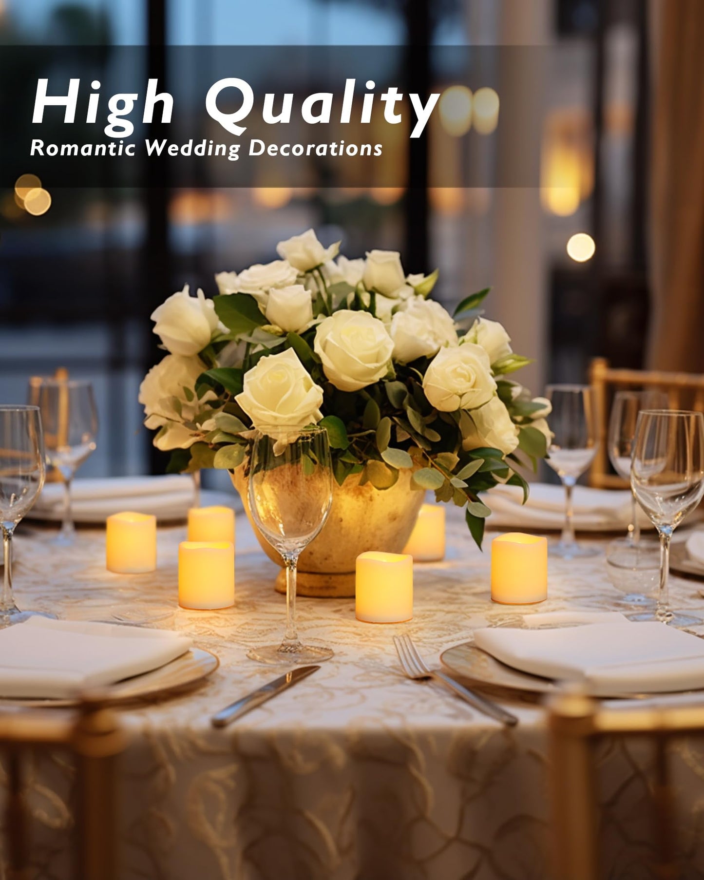Homemory 50Pack Flickering Flameless Votive Candles,200+Hour Electric Fake Candles,Battery Operated LED Tealight for Wedding,Table,Outdoor,Halloween,Christmas Decoration-Amber Yellow