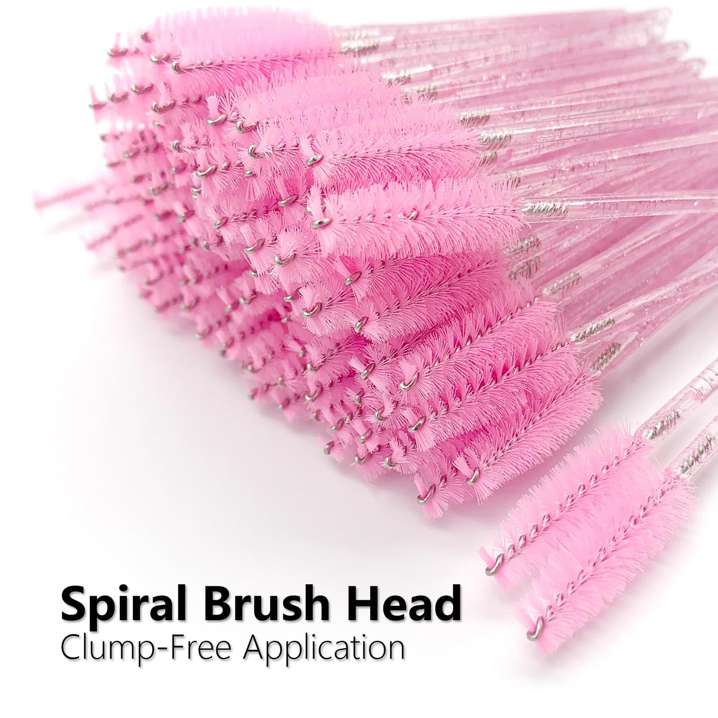BIDEX 200 Pcs Disposable Mascara Wands, Spiral Lash Brush Applicators with Crystal Handles, Lash Spoolies for Eyelash & Eyebrow