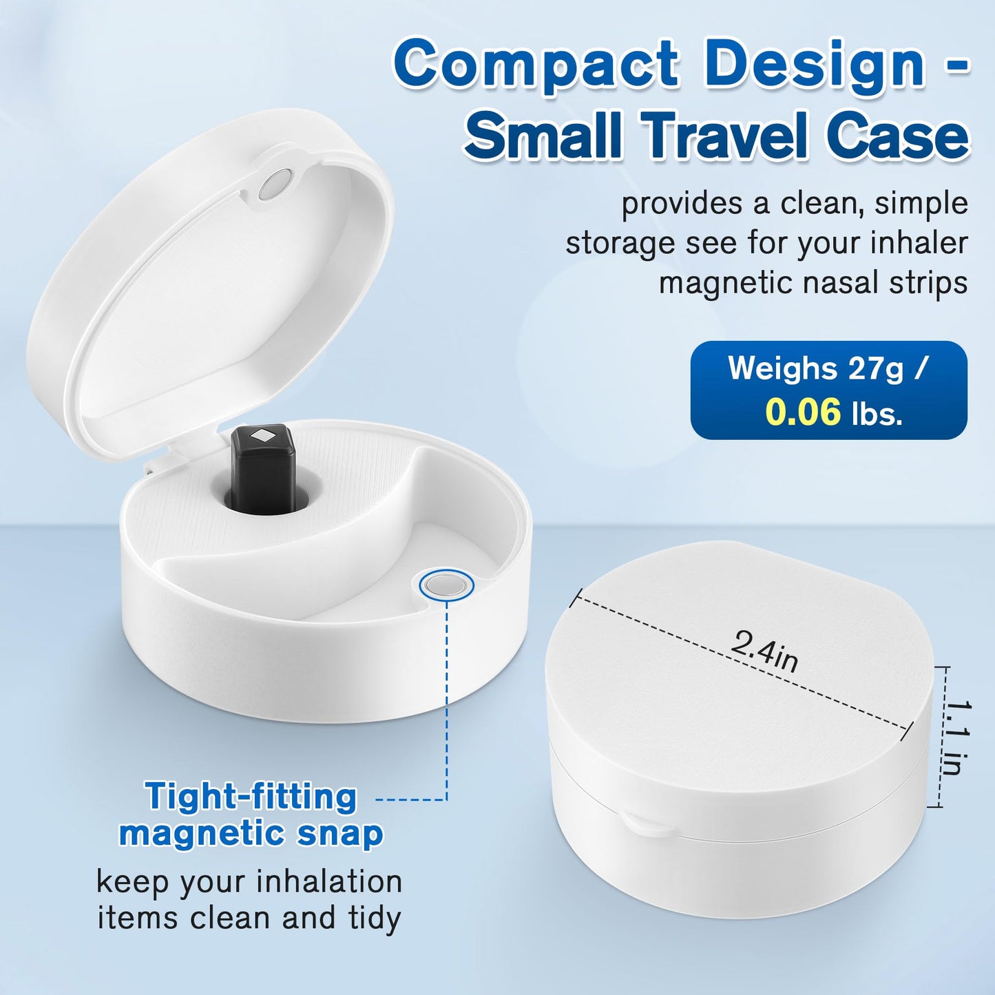 2 Pack Small Travel Case for Magnetic Nose Strips and Magnetic Refill Applicator - Holds Up to 20 Tabs and 1 Band, Compact On The Go Case for Nasal Snoring Solution