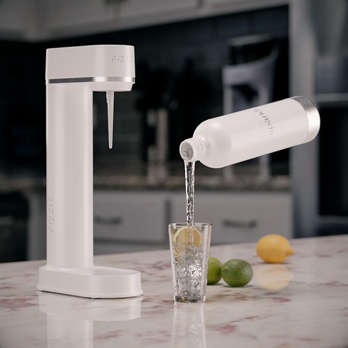 FIZZIT Fizz & Flavor Spark Bundle | Soda Maker with 12-Flavor Drink Mix Variety Pack & 1 CO? Cylinder | Customizable Carbonation, Eco-Friendly, No Electricity Needed