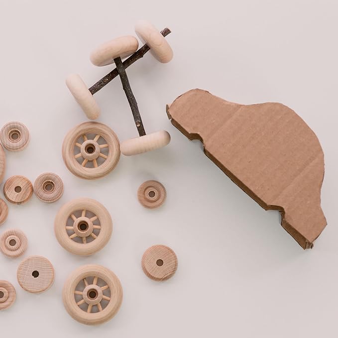 2-1/2-inch Diameter Slab Wooden Wheels for Crafts 3/8-inch Hole, 3/4-inch Thick, Pack of 12 Mini Craft Wheel for Model, by Woodpeckers