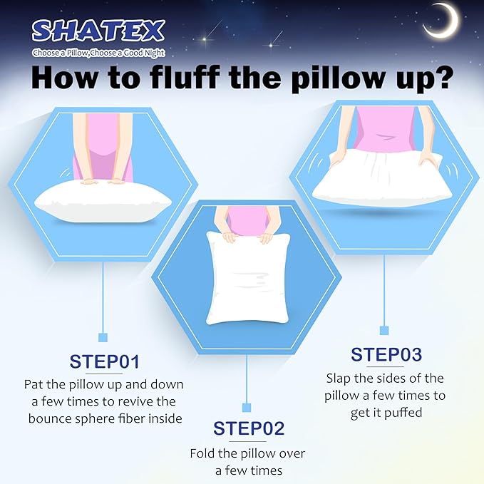 Shatex Medium Firm Pillow, King Size 34 x 20 inch, Adjustable Pillow for Neck Pain Relief，Back Pillow Provide Strong Support for Stomach & Side Sleepers