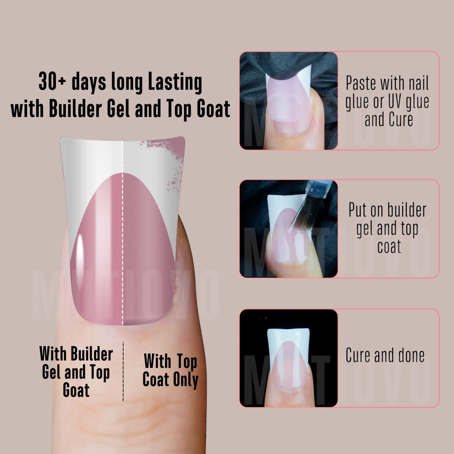 MUTIOVO White French Tip Short Duck Nail Tips Press on, BERRY PINK Extra Thick Pre-designed Soft Gel Nail Extension, Need Builde