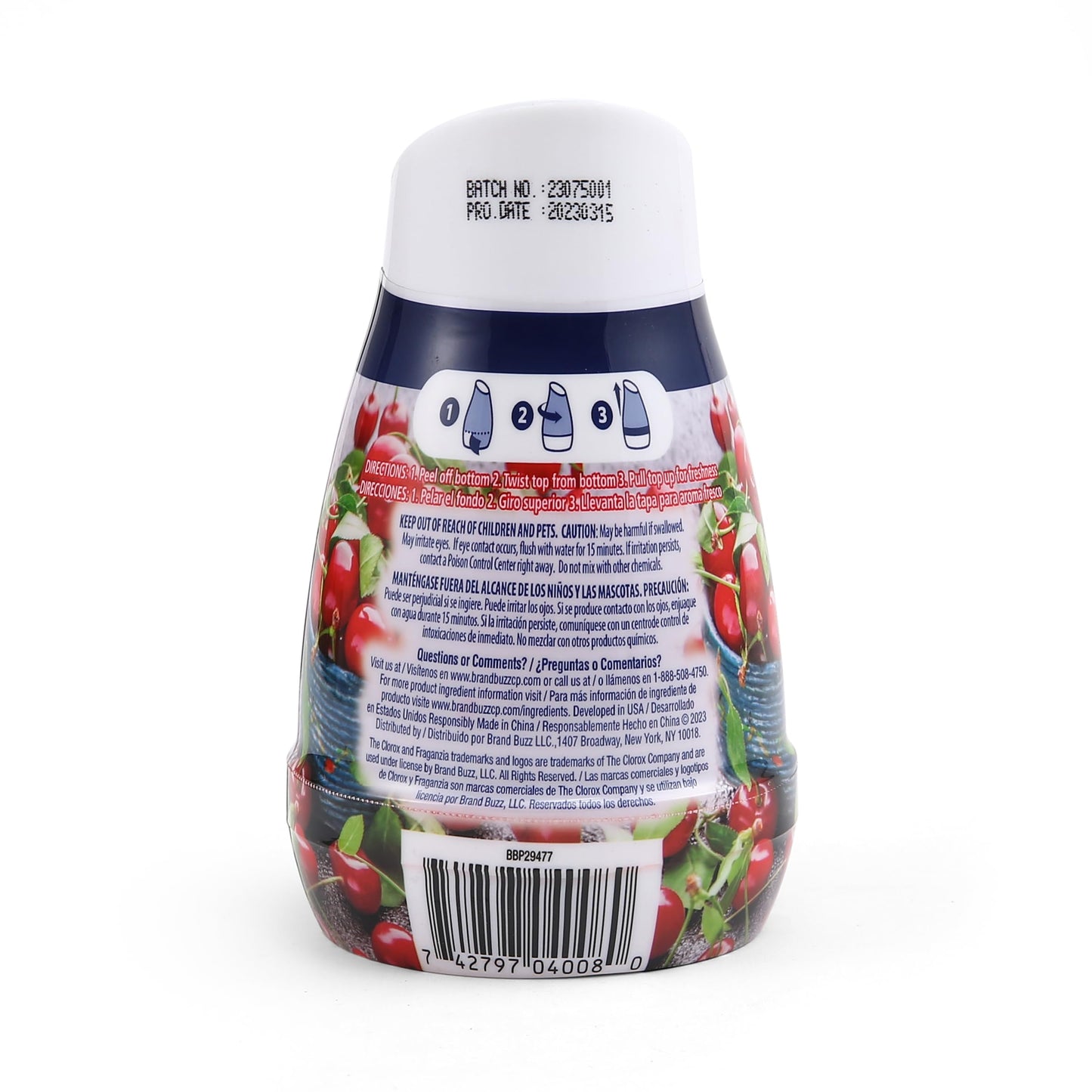 Clorox Fraganzia Gel Air Freshener Cone, Cherry Burst Scent - No-Plug, Battery-Free Air Freshener for Small Rooms, Closets, Kitchens, Bathrooms, Offices and More, 6 Ounce