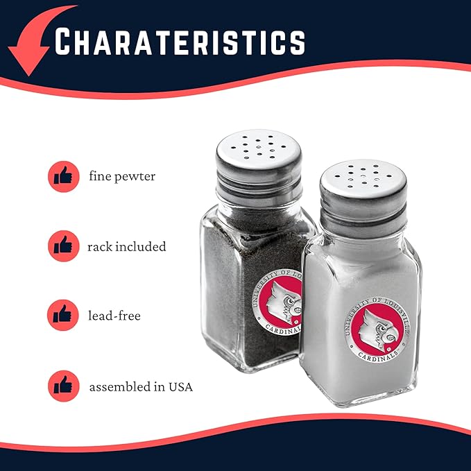 Heritage Pewter Louisville Salt and Pepper Shaker Set of 2 Bottles | Expertly Crafted Pewter Glass