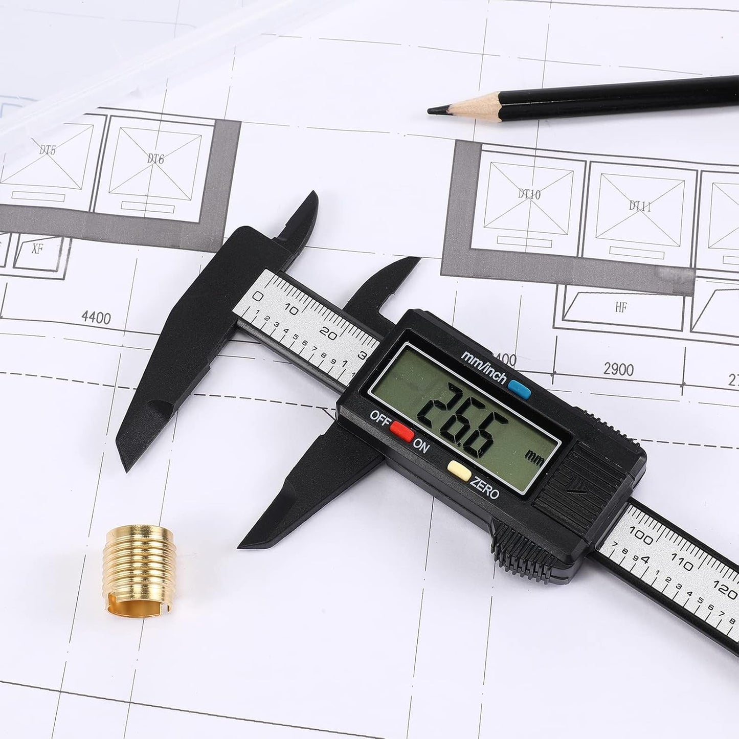 Electronic Digital Calipers, inch and Millimeter Conversion,LCD Screen displays 0-6" Caliper Measuring Tool, Automatic Shutdown, Suitable for DIY/Jewelry Measurement (New150mm Black Plastic)