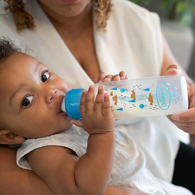 Dr. Brown's Milk Spa Breast Milk & Bottle Warmer with Anti-Colic Options+ Narrow Baby Bottles 8 oz/250 mL, with Level 1 Slow Flow Nipple, 4 Pack, Blue Nature, 0m+
