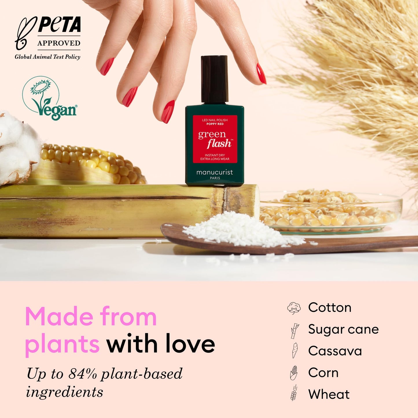 Manucurist Green Flash LED Tuileries Gel Green Nail Polish - Vegan, 12-Free, Plant-Based Gel Polish - Strengthens and Protects t