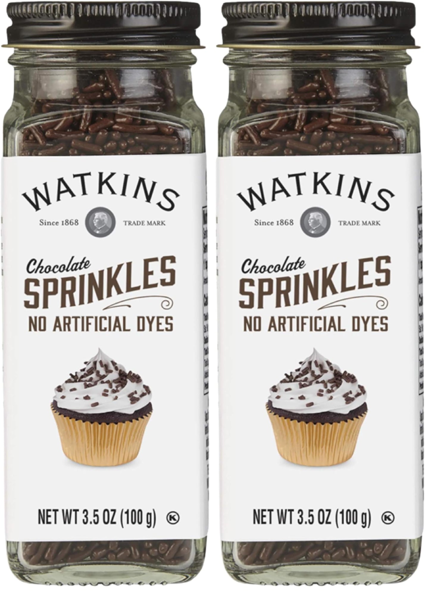 Watkins Chocolate Decorating Sprinkles, No Artificial Dyes, Kosher, 3.5 Ounce, 2-Pack