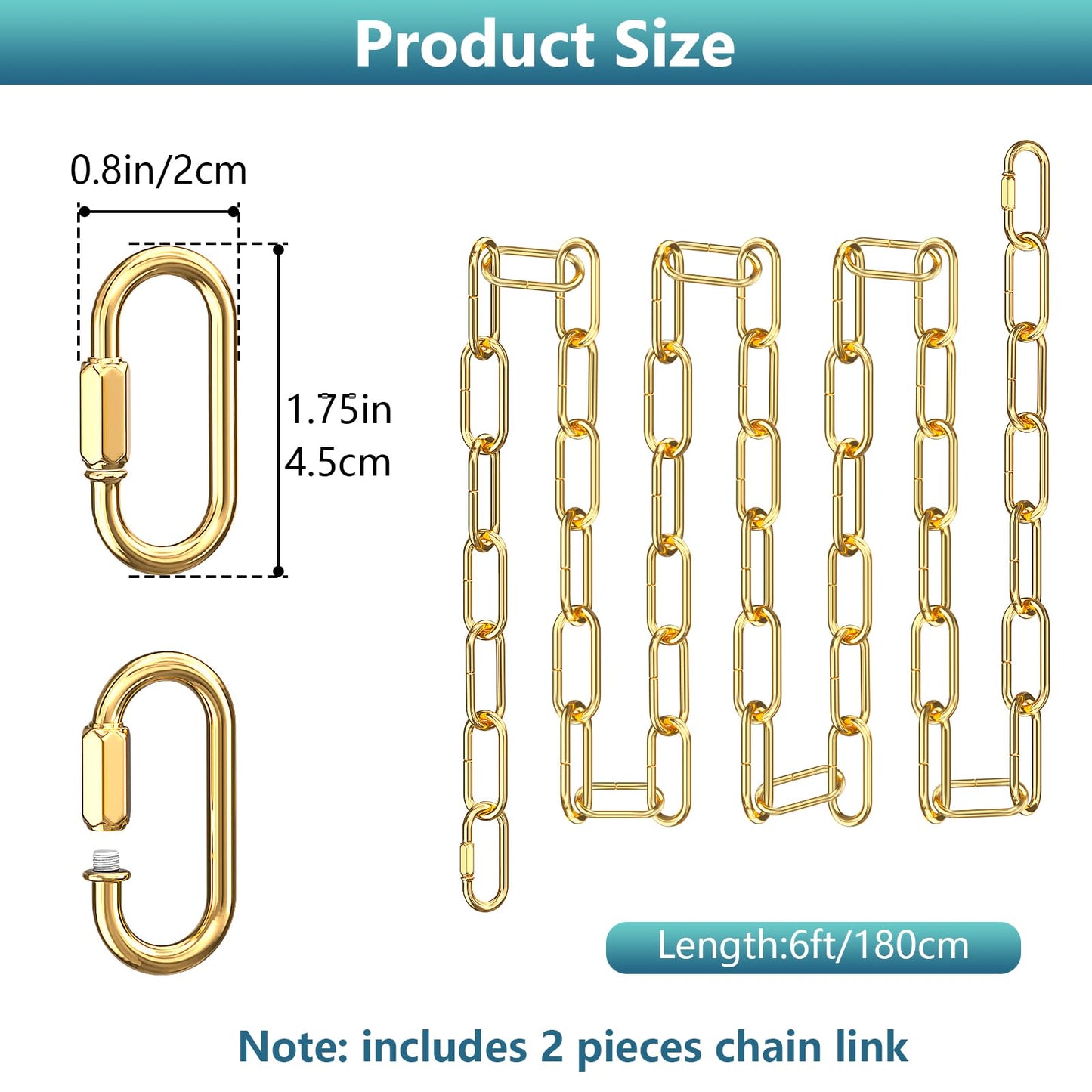 Garini Gold Pendant Chandelier Chain Extension, 6 Feet, Adjustable, Iron, Maximum Load 66 Pounds, 1 Pack, Model 4A-1V79-E4VM