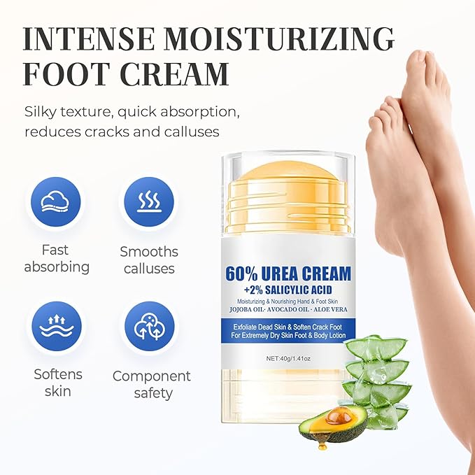 Hydrating and Anti-Cracking Foot Cream, 2025 Moisturising and Relieves Cracking and Dryness Foot Cream, Hand and Foot Repair Cream for Women & Men Callused, Feet, Knee, Elbow, Hand (White-3PCS, #01)