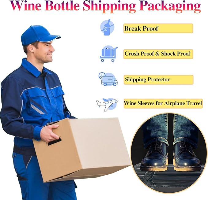 Wine Travel Bags for Wine Bottles,16 Packs Inflatable Wine Protector Bags for Travel,Reusable Bottle Shipping Protector