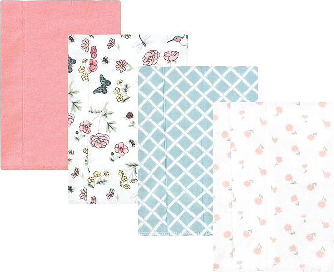 Luvable Friends Hudson Baby Flannel Burp Cloths 4pk, Garden Bird