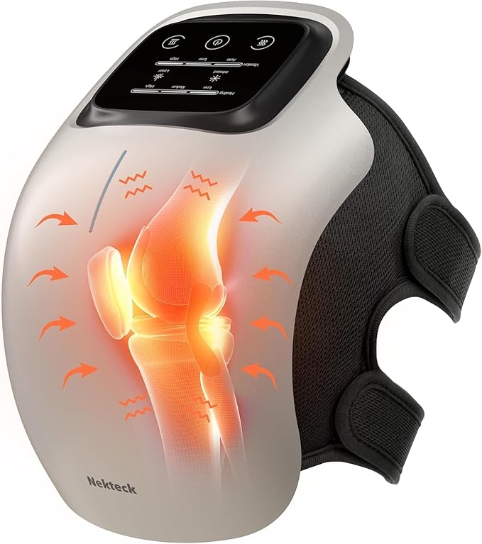 Nekteck Knee Massager, Cordless Knee Massage for Pain Relief with 3 Heating Levels & Vibration Modes, FSA Eligible Smart K...