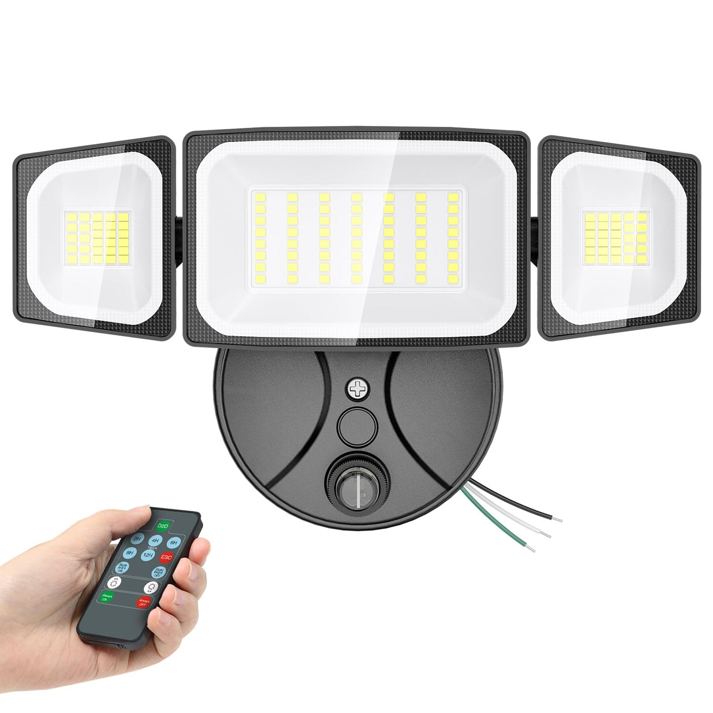 Onforu Dusk To Dawn Outdoor Lighting 60W Security Lights With Remote 6000Lm Flood Lights Outdoor Wired Ip65 Waterproof Lights Fixture 2Modes 3 Adjustable Heads Photocell Light For Garage Patio Yard