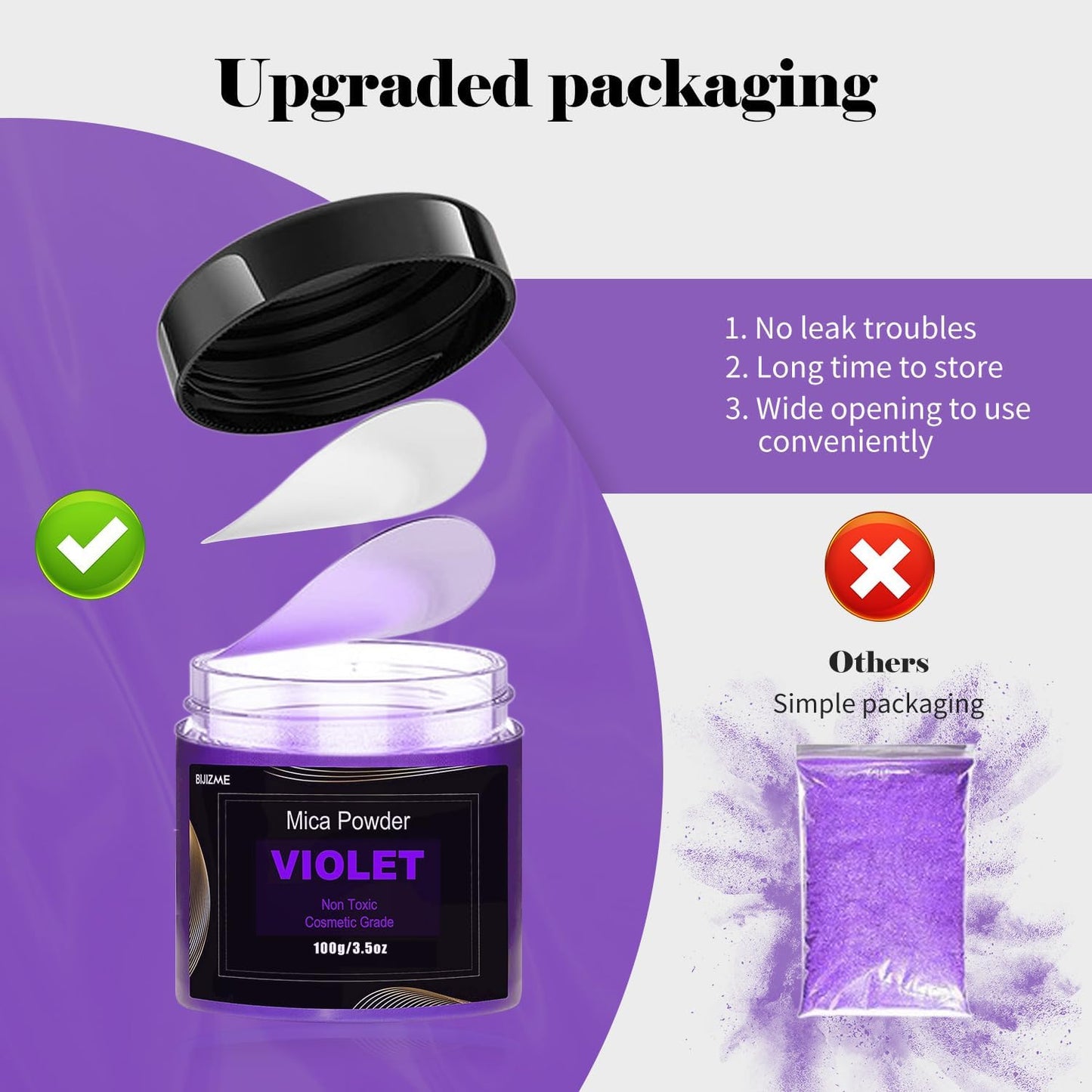Violet Mica Powder Pigment (100g) -Cosmetic Grade Metallic Mica Powder for Epoxy Resin, Lip Gloss, Soap,Candle Making, Bath Bombs,Tumblers, Jewelry, Dyes, and DIY Crafting Projects(Violet, 3.5oz)