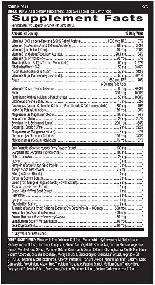 GNC Mega Men 50 Plus Multivitamin Caplets, Clinically Proven, Heart & Prostate Health, B Vitamins, Saw Palmetto, Memory, Vitamin D-3, 60 count