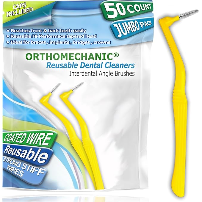 Interdental Brush Angle Cleaners - Jumbo Pack (50 Brushes) (Wide) - Remove Plaque - Toothpick