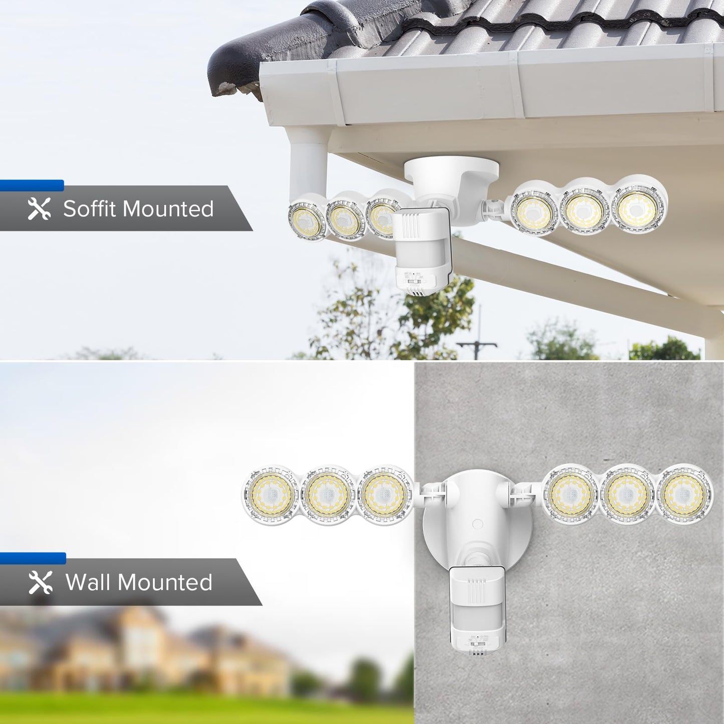 Sansi 45W Motion Sensor Outdoor Flood Light, 6000Lm, 5000K, White, C2440-Mw-45W, 4 Modes, 320° Wide Angle