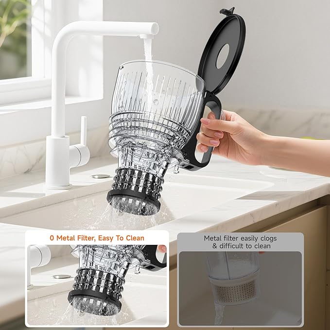 Cold Press Juicer Machines, Airpher 400W Juicer Machines with 5.8" Wide Feed Chute, Slow Masticating Juicer For Whole Vegetables & Fruits with High Juice Yield, Easy to Clean Gray