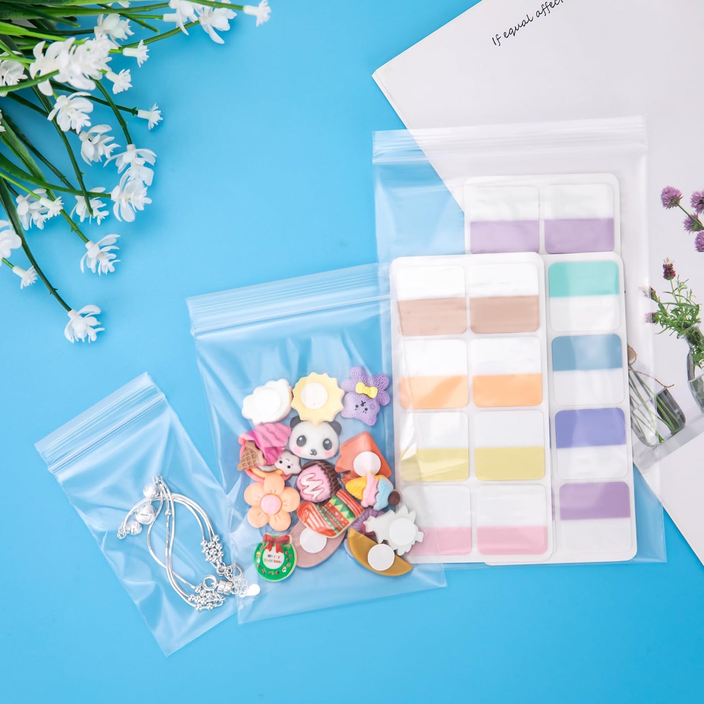 Aubeco 300 Pack Small Clear Plastic Bags, 3 Assorted Sizes, Zip Storage Baggies for Jewelry, Beads, Pills, Crafts, 2 Mil Thick, 2x3 3x4 4x6 Inch